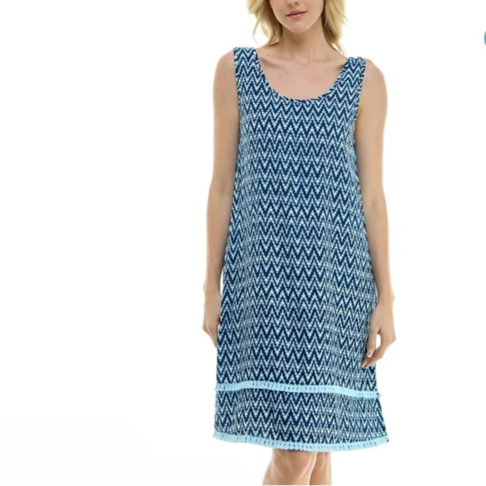 Roudelain Women's Printed Tassel-Trim Tank Nightgown (LARGE) New with tags